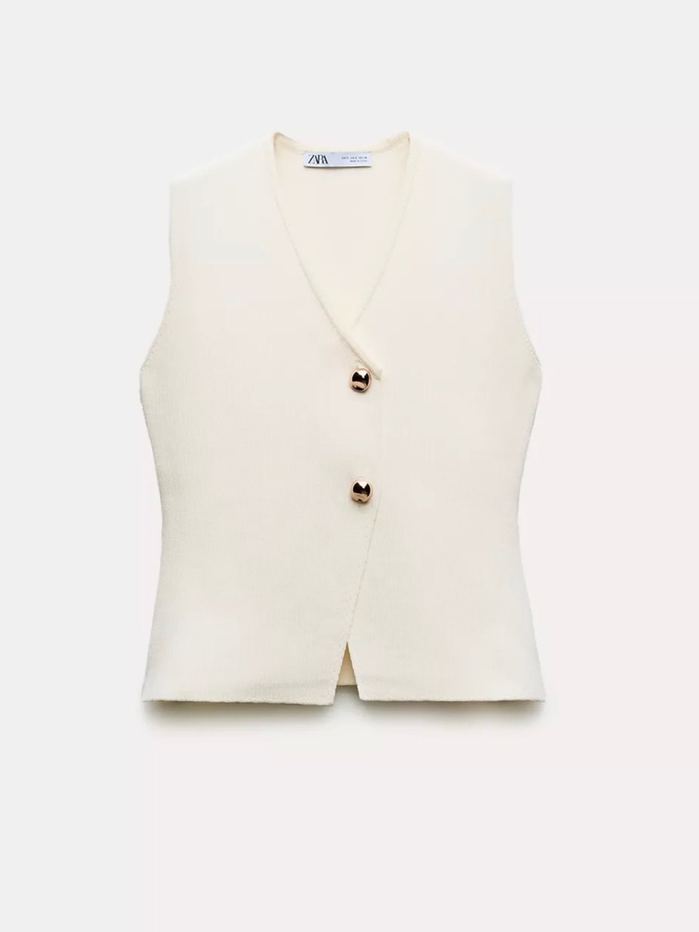 Zara Cream Button Front Knit Vest Size Medium Like New